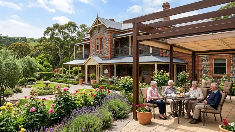 Boutique heritage-style aged care residence in Adelaide, South Australia with courtyard gardens